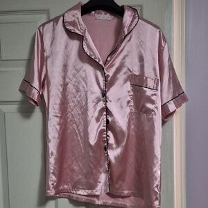 Chic Pink Satin Shirt